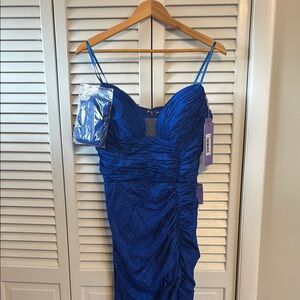 Sparkling Blue Ruched Dress